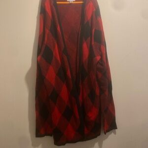 Croft and Barrow red and black checkered cardigan xl